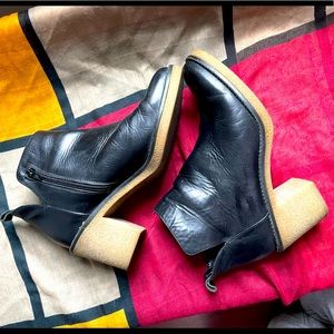 Miista London Women’s 8.5 3 inch Black Leather Ankle Zip Boots